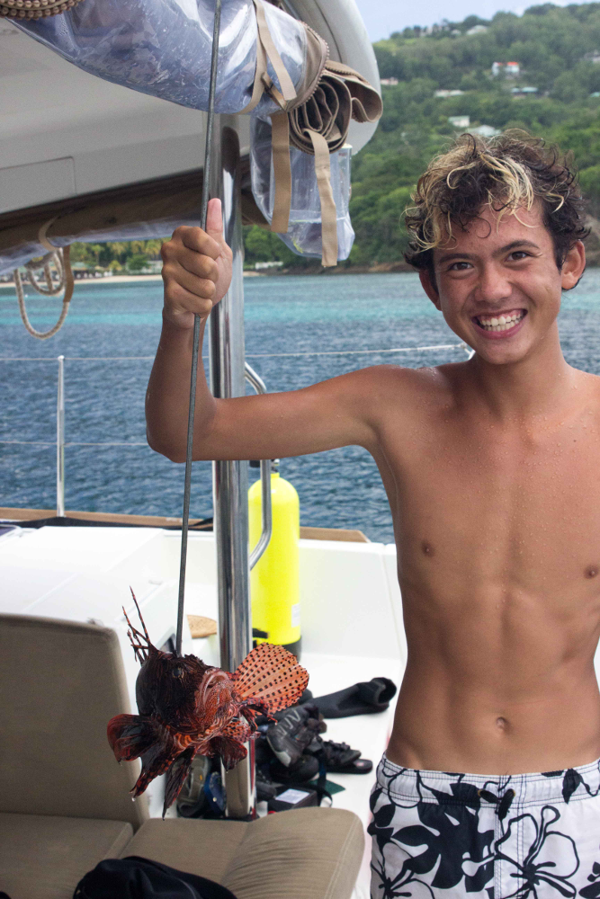 First Mate Kyle loves to hunt Lionfish