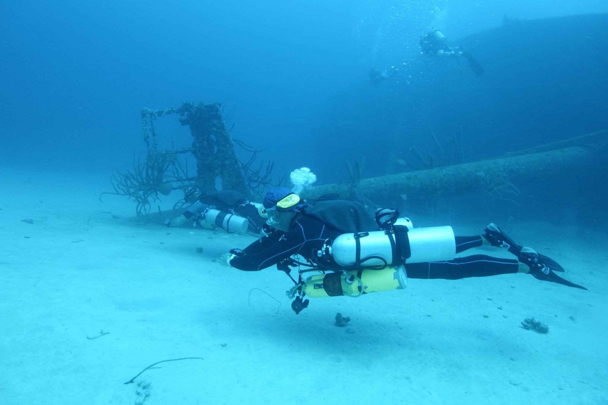 Erik Diving Side Mount on the Hilma Hooker, Bonaire