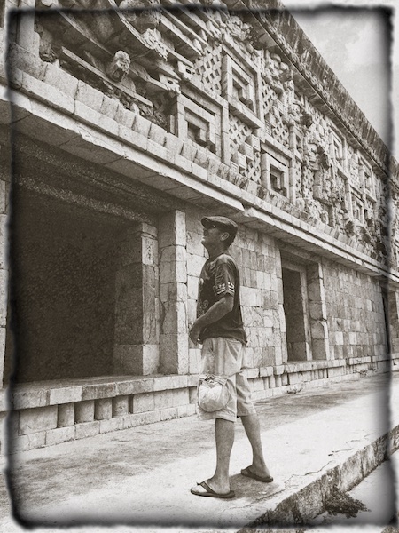 Neil admired the wall in Uxmal