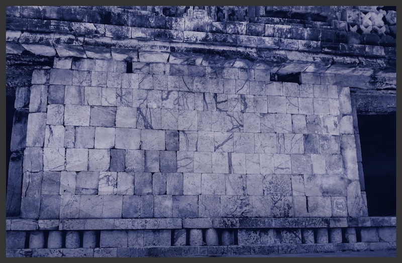 The wall of the pyramid in Uxmal