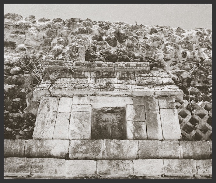 The ruins in black and white view